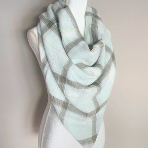 Blue & Grey Plaid Triangle Scarf